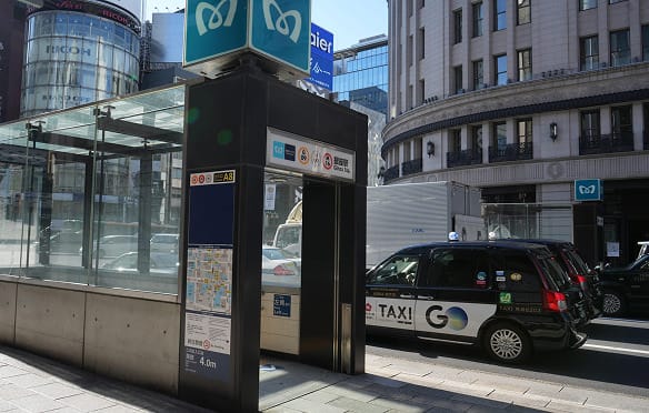 銀座駅A8出口からBIANCA CLINIC 銀座院への道順 1