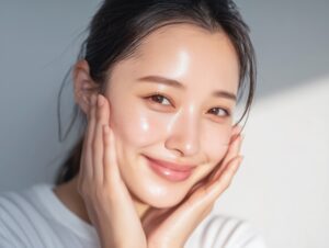 シミ取りのアフターケアを適切に行い、美肌になった女性のイメージ