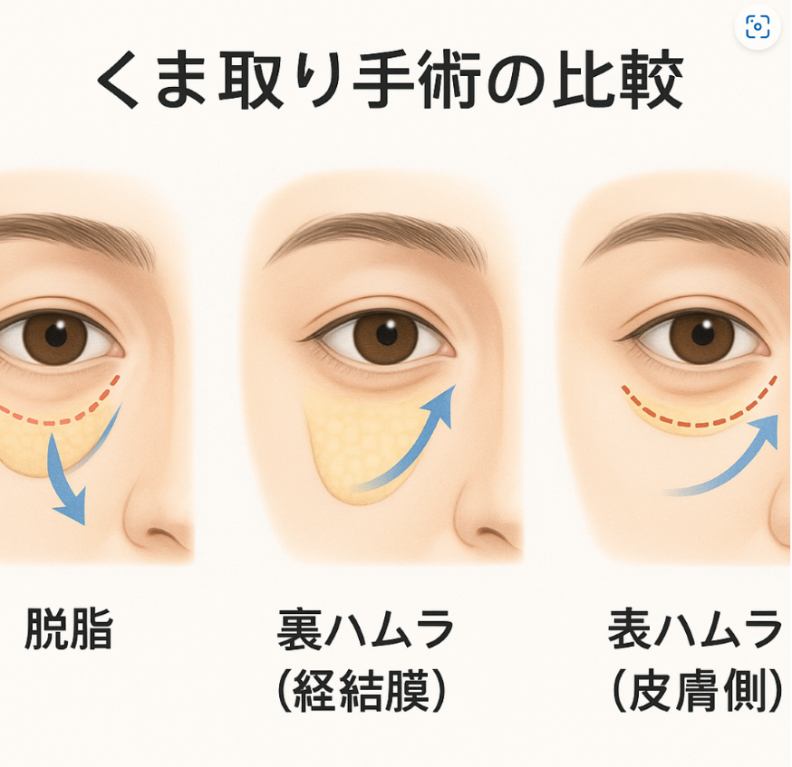 クマ取り（脱脂）で若々しい目元へ！適応、ハムラ法との違いも解説