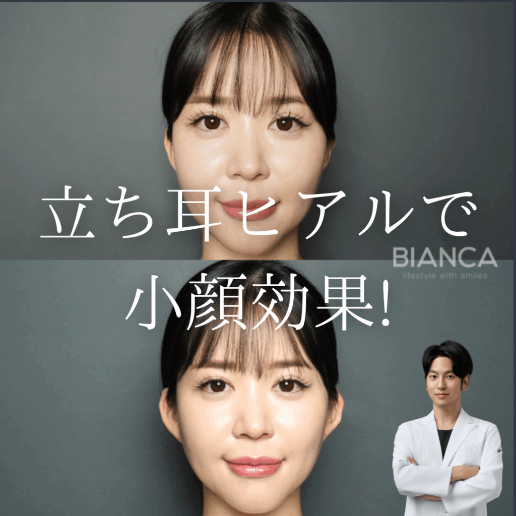 立ち耳ヒアルで小顔効果