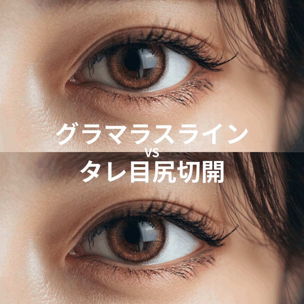 タレ目尻切開(目尻靱帯移動) vs グラマラスライン  ⸻効果・戻り・適応を徹底比較