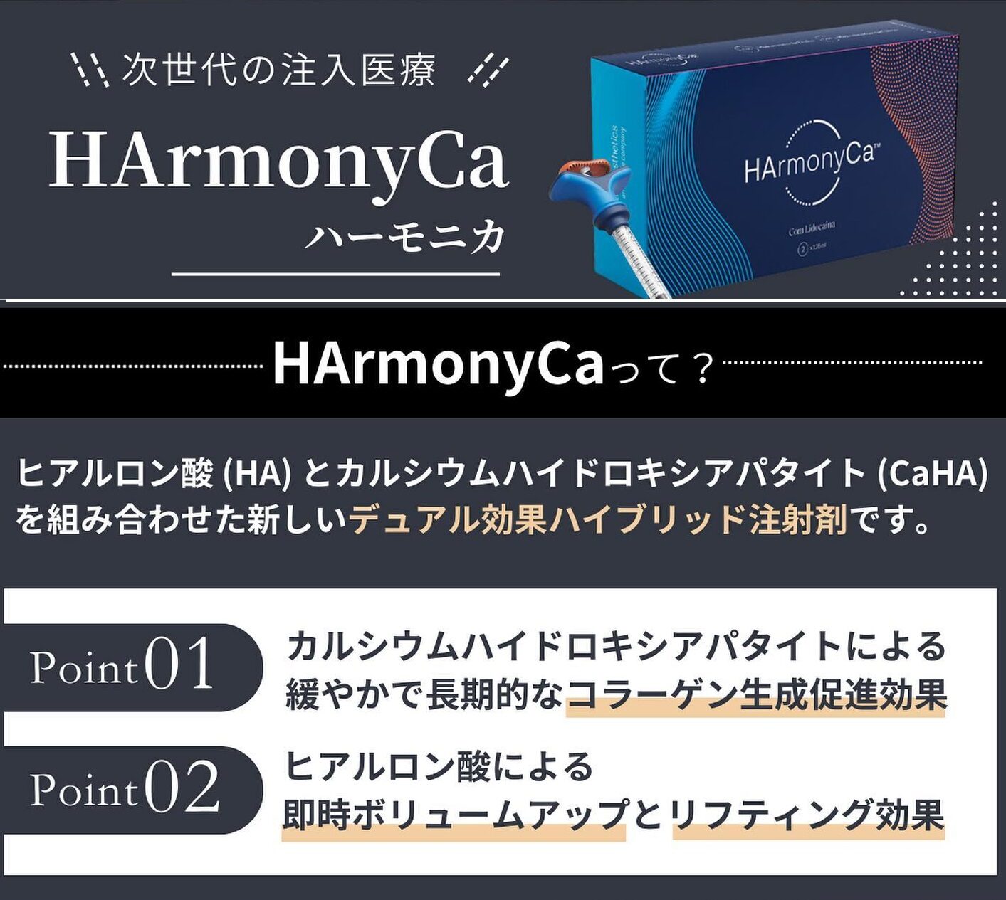 CaHAの働きでコラーゲン生成を長期的に促進<br />
