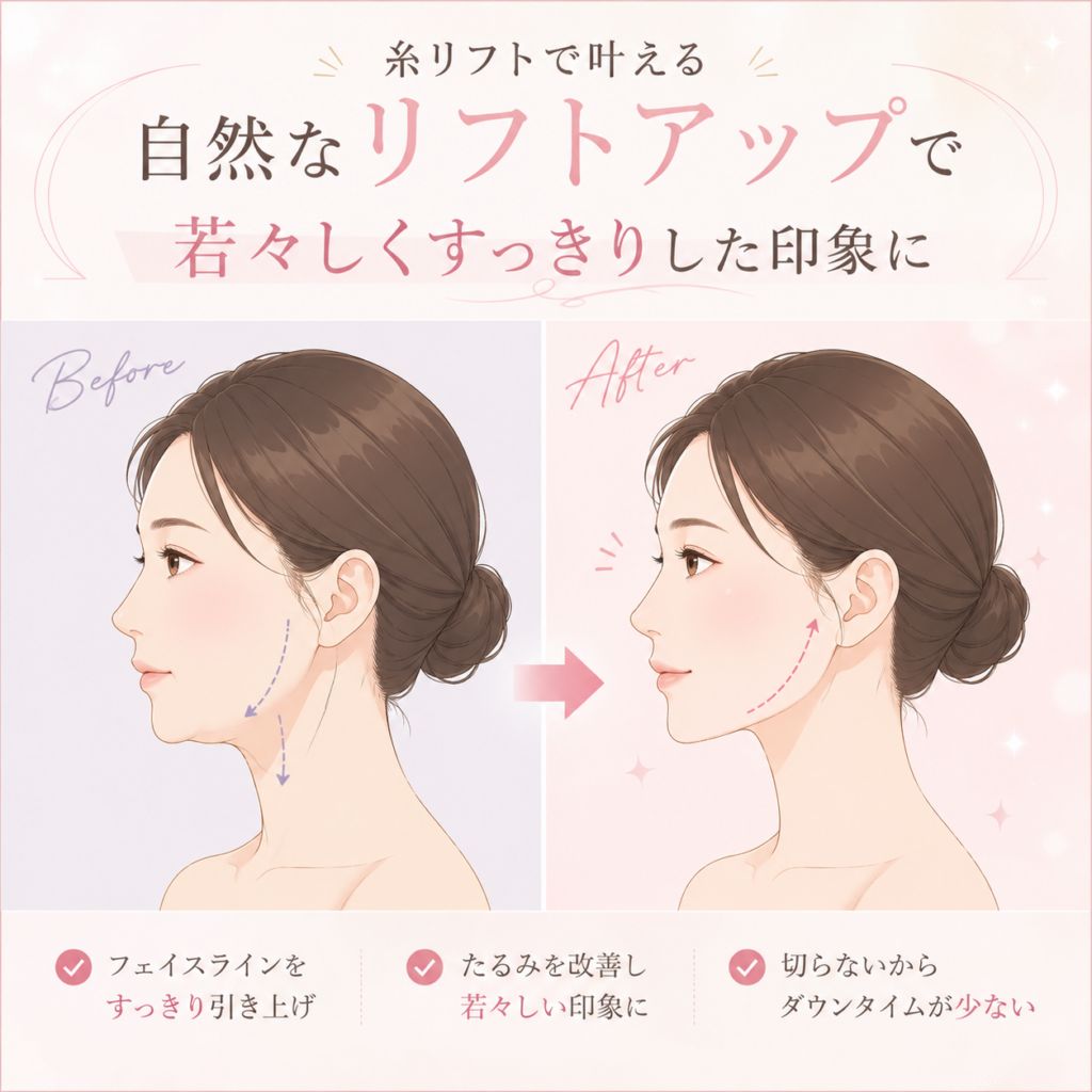 夏のアップヘアに映える！糸リフトでつくるシャープな輪郭✨