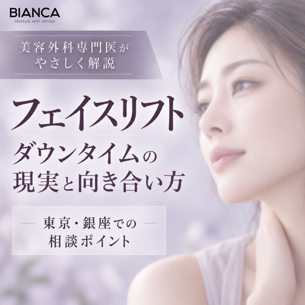 美容外科専門医がやさしく解説：フェイスリフト ダウンタイムの現実と向き合い方【東京・銀座での相談ポイント】