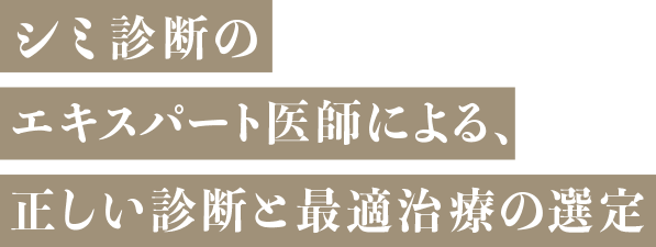 シミ診断のエキスパート医師による、正しい診断と最適治療の選定